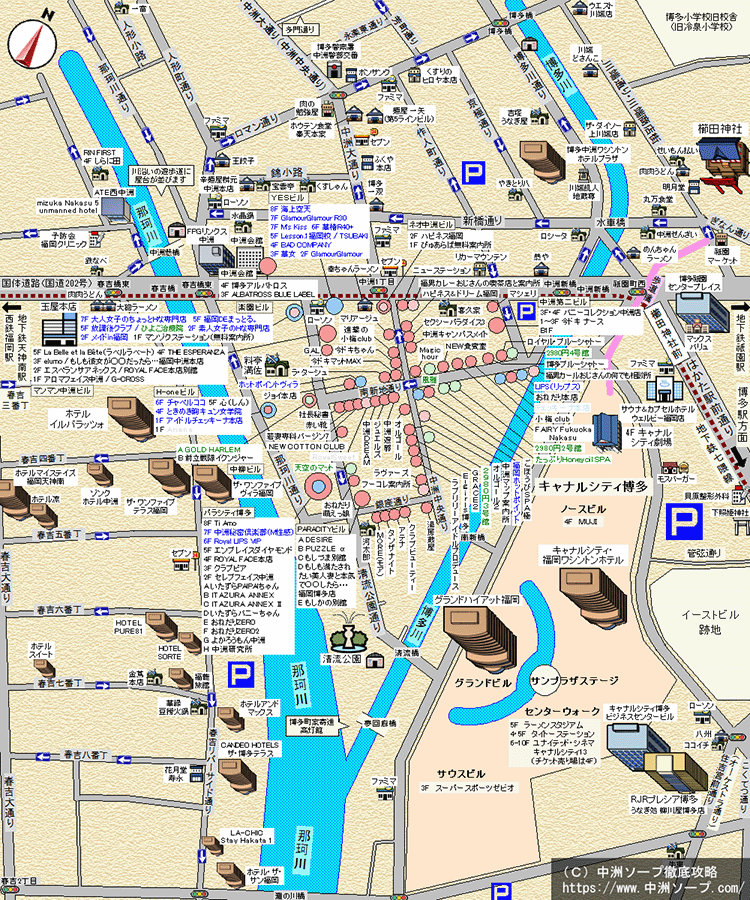 博多中洲ソープ街MAP